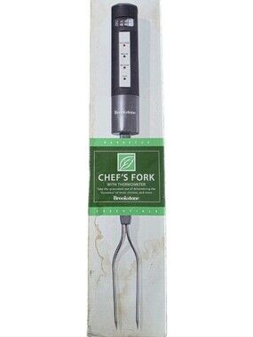 Brookstone Chef's Fork Digital Grill Thermometer Meat Stainless Steel Fork Cook